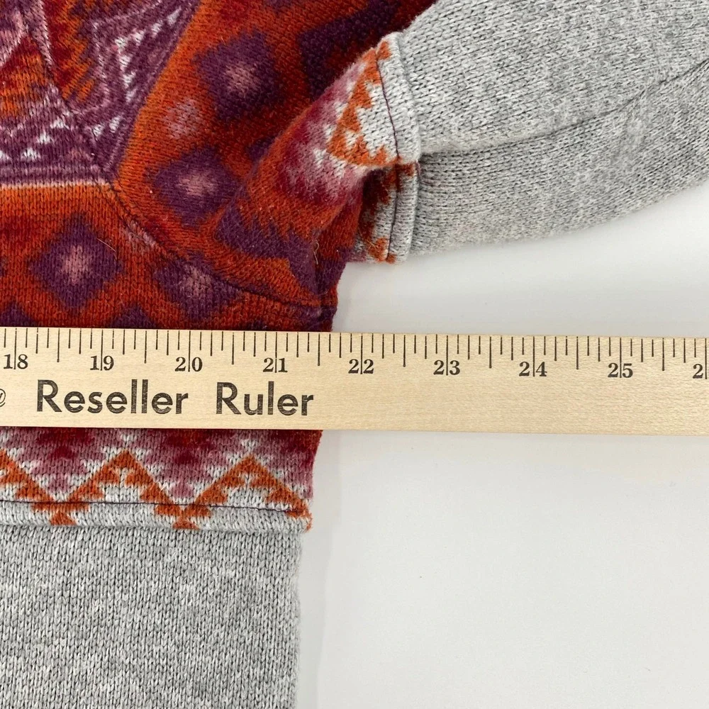 Orvis Quarter 1/4 Zip Fleece Mens Large Gray Purple Fair Isle Geometric Pullover